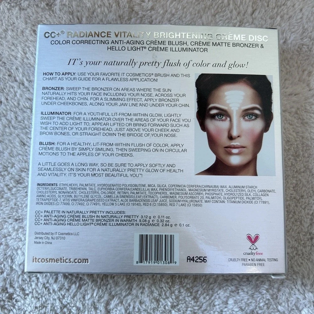 IT Cosmetics CC+ Radiance Vitality Brightening CREME Disc, Naturally Pretty, NEW